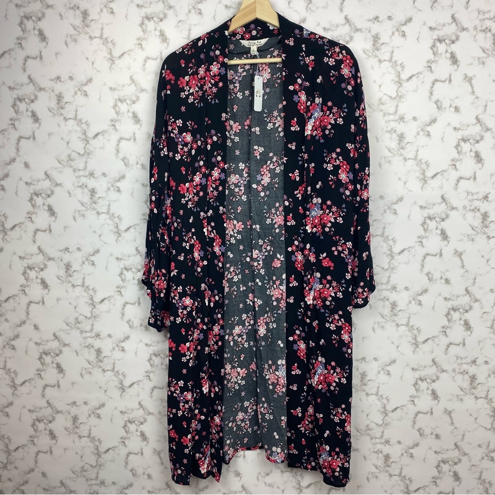 Krazy Kat Black and Pink Floral Women's Robe